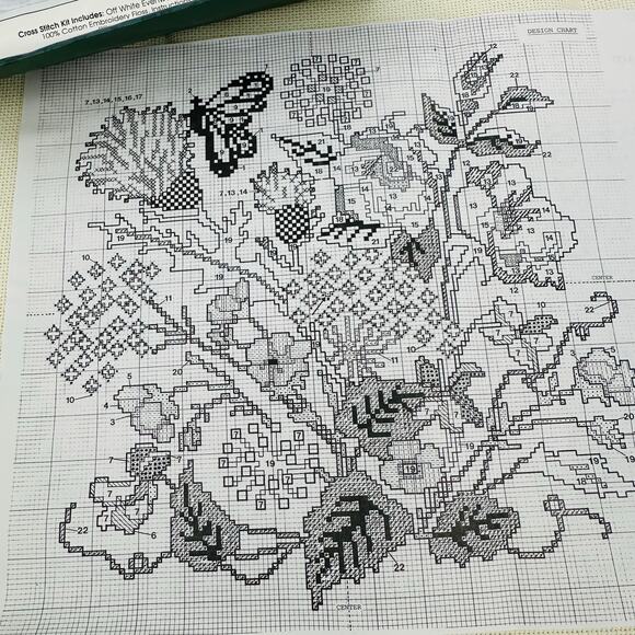 Vintage Erica Wilson Nantucket Wildflowers in CROSS STITCH Kit 14" x 14" Pillow - Picture 7 of 9